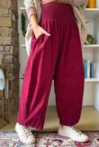 Lock Needlecord Shirring Barrel Pant Burgundy